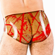 Mens Latex Briefs By Polymorphe Splashed Rubber Natural Smoked Red UN - 015ASPLAT 63
