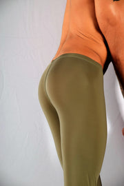 Mens Legging SMU Tight Fit 3 Quarter Olive MX5