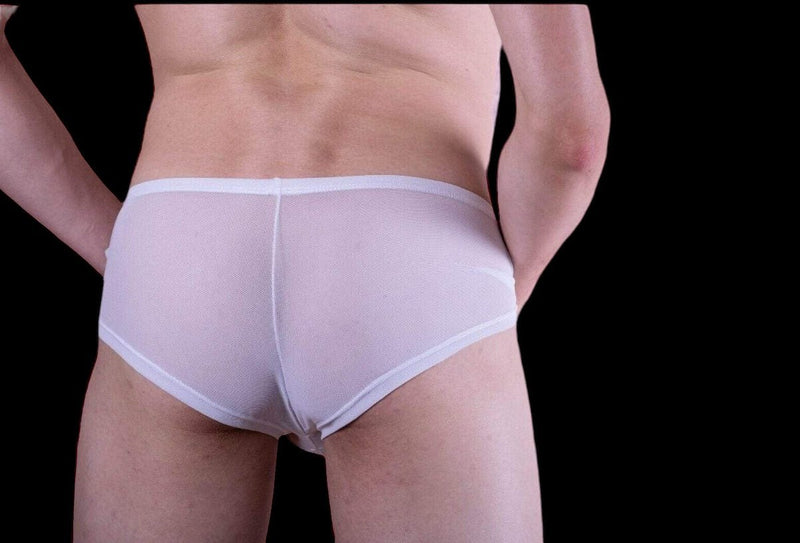 MOB Boxer Brief Sexy Erotic Underwear For Men Sheer White Mbl04 32