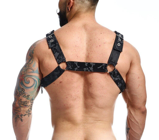 MOB DNGEON Classic Belt Harness O/S in Luxurious Faux Leather Black Camo DMBL13 52