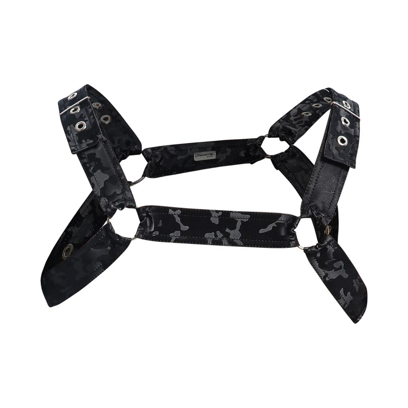 MOB DNGEON Classic Belt Harness O/S in Luxurious Faux Leather Black Camo DMBL13 55