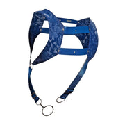 MOB DNGEON Crop Top Harness With C - Ring Faux Leather Navy - Camo DMBL08 B63