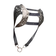 MOB DNGEON Crop Top Harness With C - Ring Faux Leather Titanium Camo DMBL083
