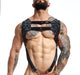 MOB DNGEON Crop Top Harness With C - Ring Leather - Look DMBL08 Black Camo O/S - SexyMenUnderwear.com