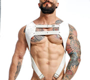 MOB DNGEON Crop Top Harness With C - Ring Leather - Look White Camo DMBL08 B61