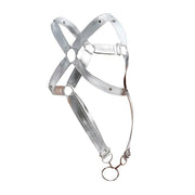 MOB DNGEON Cross C - Ring Harness Wide Adjustable Strap O/S Silver Mirror DMBL07 - SexyMenUnderwear.com