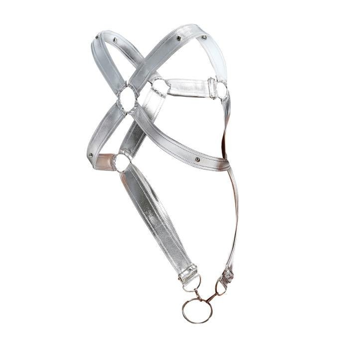 MOB DNGEON Cross C - Ring Harness Wide Adjustable Strap O/S Silver Mirror DMBL073