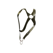 MOB DNGEON Crossback Elastic Harness O - Ring Army Green With C - Ring DMBL05 4 - SexyMenUnderwear.com