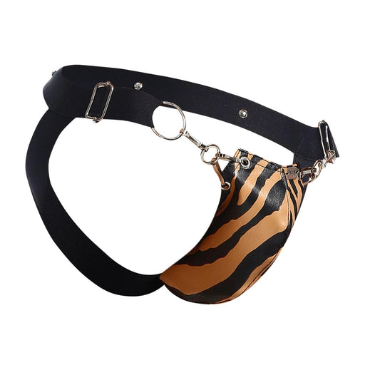 MOB DNGEON Jockstrap Eroticwear Faux Leather Snap - Jock One Size Tiger DMBL03 - B012
