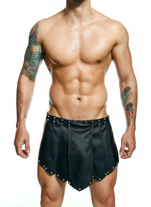 MOB DNGEON Skirt Eroticwear Mens Kilt Roman Skirts Total Black DMBL10