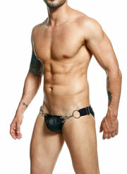 MOB DNGEON Snap Jockstrap Metal Ring Open Back O/S DMBL03 Total Black1