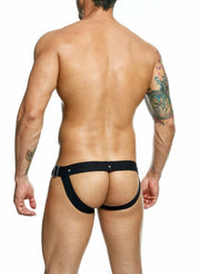 MOB DNGEON Snap Jockstrap Metal Ring Open Back O/S DMBL03 Total Black4