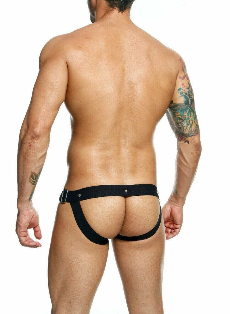 MOB DNGEON Snap Jockstrap Metal Ring Open Back O/S DMBL03 Total Black4