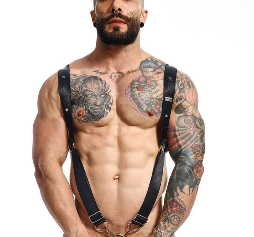 MOB DNGEON Straight Back Adjustable Harness C - Ring O/S Black Mirror DMBL062