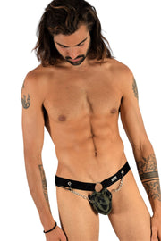 MOB Eroticwear Jockstrap Chainlink Dngeon Ultra Soft Jock O/S Army DMBL02 24