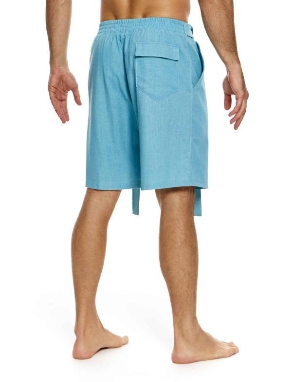 Modus Vivend Linen Bermuda Straight Fit Short Adjustable Belt Blue 10462 B1003