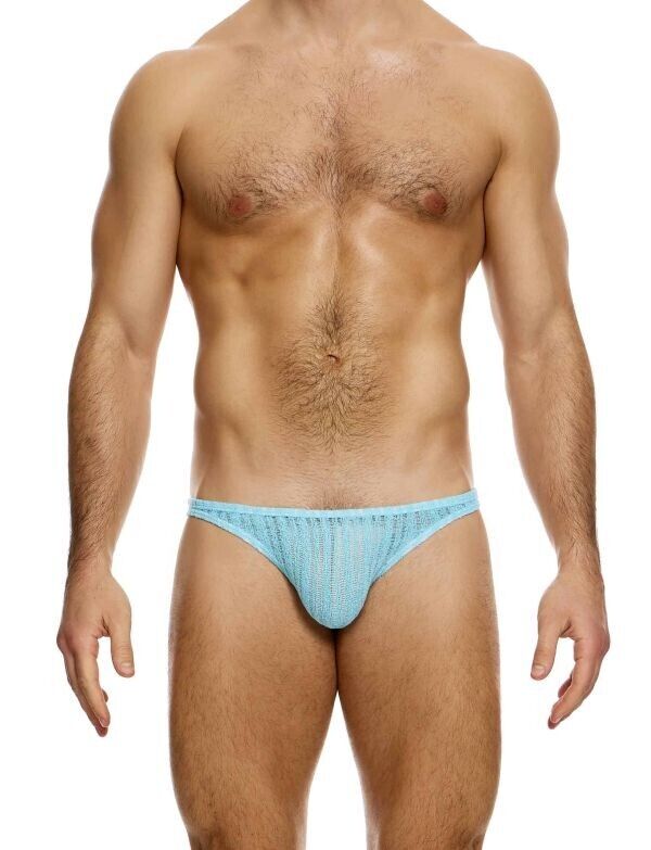 MODUS VIVENDI Bikini Brief Striped Crochet Low - Cut Briefs in Light Blue 074133