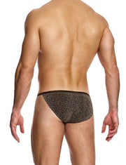 MODUS VIVENDI Crackled Tanga Briefs Fashion Lurex Brown Metallic Yarns 25312 B823