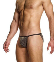 MODUS VIVENDI Crackled Tanga Briefs Fashion Lurex Brown Metallic Yarns 25312 B821