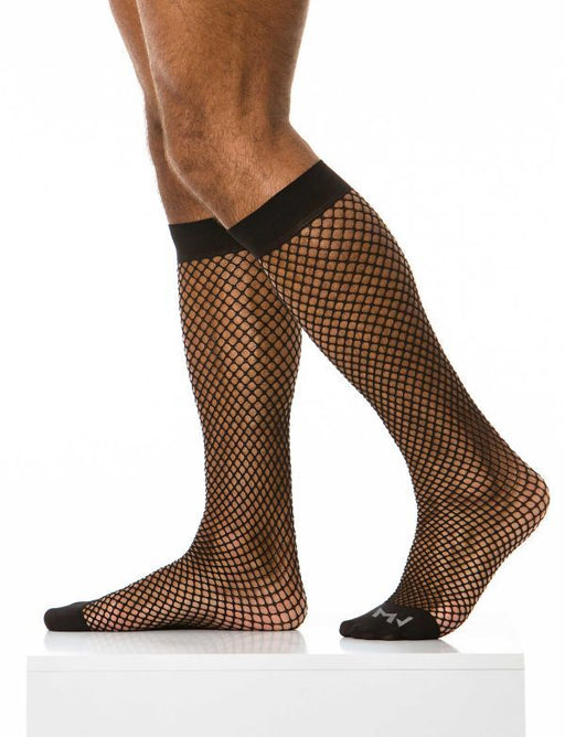 Modus Vivendi Fishnet Socks Sheer Stretch Knee Nylon Sock Black XS1821 B62 - SexyMenUnderwear.com