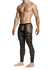 Modus Vivendi Floral Lace Ankle - Length Leggings Knitted Sheer Black 04161 B1023