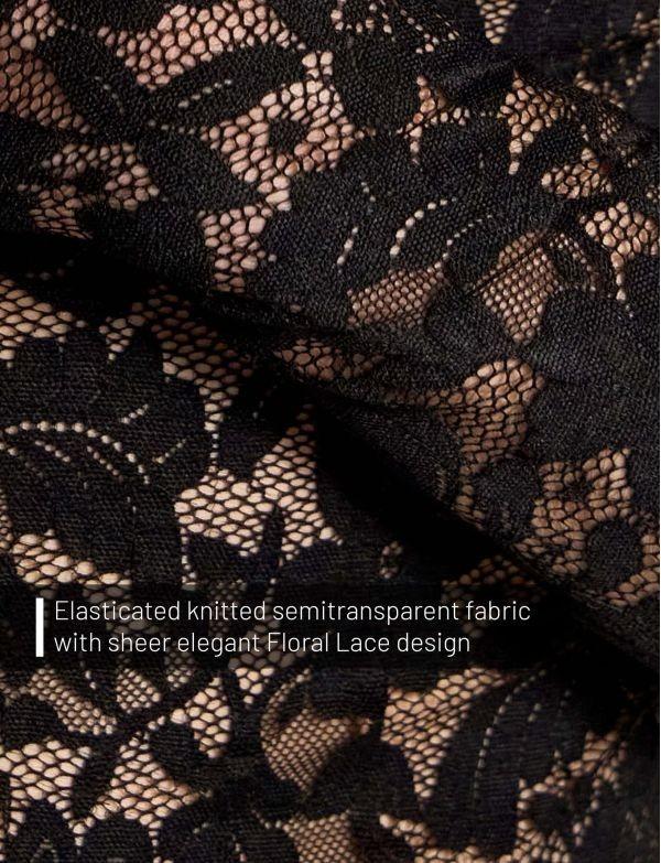 Modus Vivendi Floral Lace Ankle - Length Leggings Knitted Sheer Black 04161 B1024