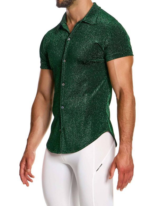 MODUS VIVENDI Glitter Shirt Slim Fit Green Lurex Yarns 26341 B881