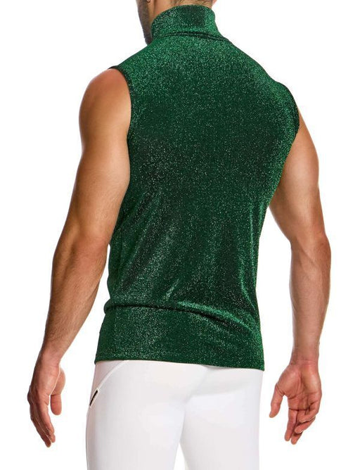 MODUS VIVENDI Glitter Sleeveless Slim Fit Roll Neck Green Lurex Yarns 26331 B882