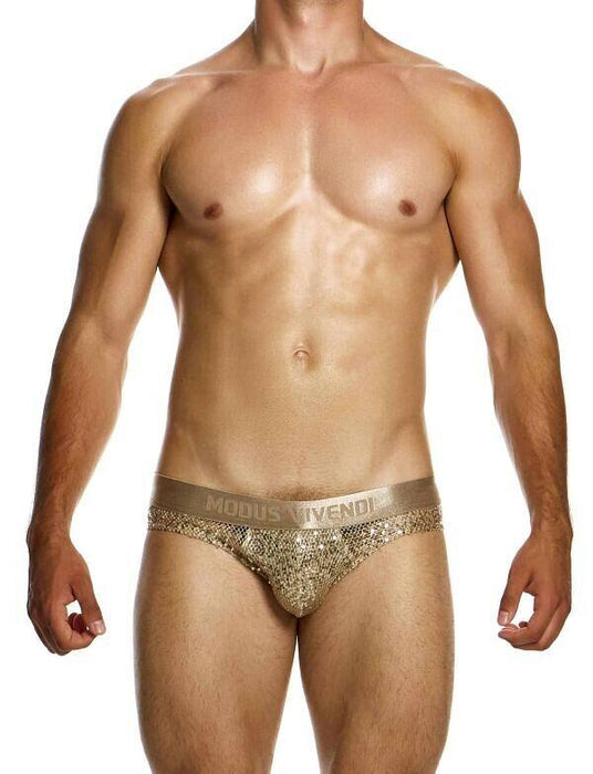 MODUS VIVENDI Harem Classic Brief Slim Fit Shiny Jacquards Sequins Gold 194141