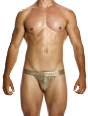MODUS VIVENDI Harem Thong Slim Fit T - String Shiny Jacquards Sequins Gold 194112