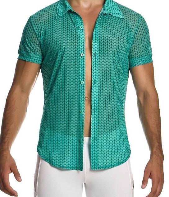 Modus Vivendi Illusion Shirt Muscle Fit Chemise Mesh Green Neon 04542 79a1