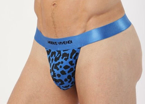 MODUS VIVENDI Leopard Thong Regular Fit T - String Velvet Touch Blue 154111