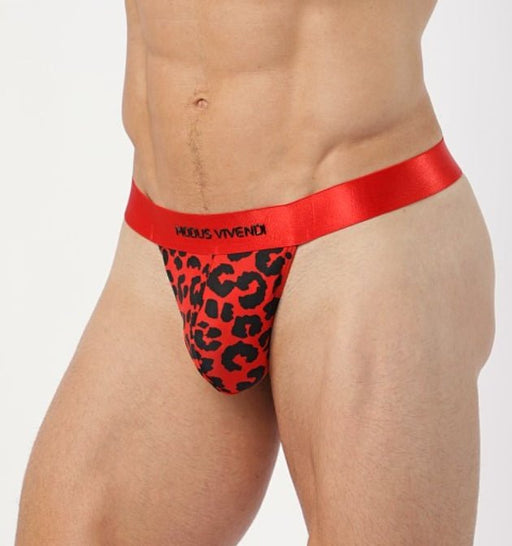 MODUS VIVENDI Leopard Thong Regular Fit T - String Velvet Touch Red 154111