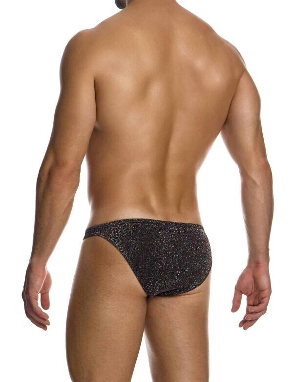 MODUS VIVENDI Low - Cut Brief Elastic Knit Lurex Yarns Jacquard Black 02514 B873