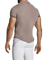 MODUS VIVENDI Micro Crochet Knitted Shirt Muscle - Fit in Brown 22441 B1034