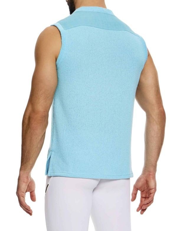 Modus Vivendi Plain Knitted Sleeveless Linen Tank Top Light Blue 09432 1013