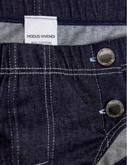 Modus Vivendi Raw Denim Classic Retro Brief Four Nickel Snaps Blue 11415 1834