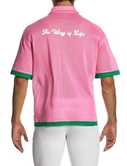 MODUS VIVENDI Retro Shirt Semi - Transparent Micro Fishnet Cotton Pink 05542 B984