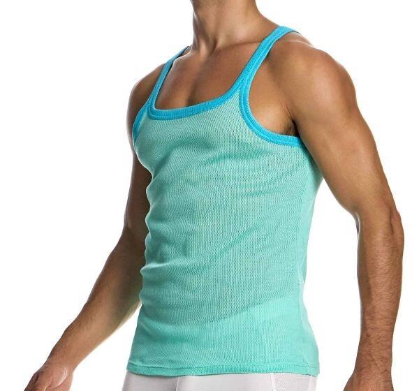 MODUS VIVENDI Retro Tanktop SemiTransparent Micro Fishnet Cotton Mint 05531 B981