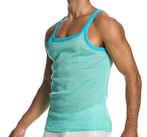 MODUS VIVENDI Retro Tanktop SemiTransparent Micro Fishnet Cotton Mint 05531 B981