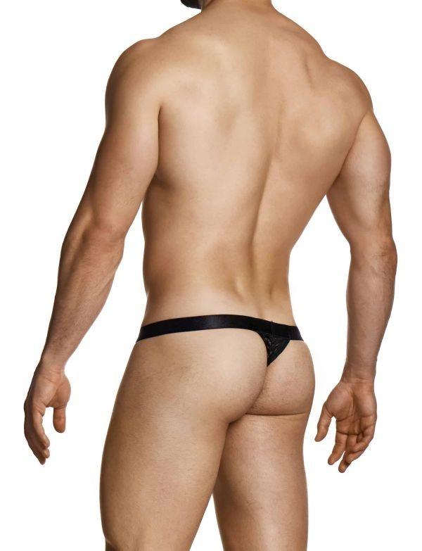 Modus Vivendi Sheer Floral Lace Thong Knitted Semitransparent Black 04114 B1024