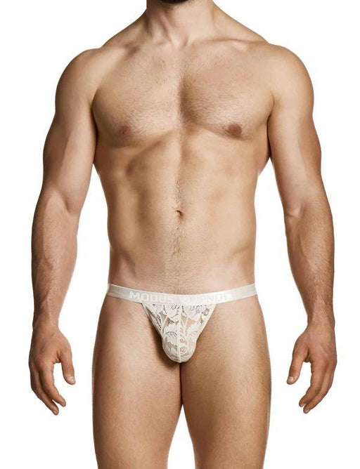 Modus Vivendi Sheer Floral Lace Thong Knitted Semitransparent Ivory 04114 B1022