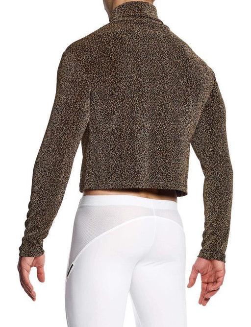 Modus Vivendi Shirt Crackled Crop Roll Neck Brown Metallic Yarns 253512
