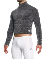 Modus Vivendi Shirts Crackled Crop Roll Neck Grey Metallic Yarns 253512