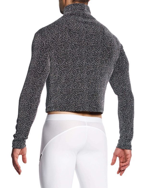 Modus Vivendi Shirts Crackled Crop Roll Neck Grey Metallic Yarns 253513