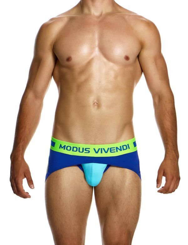 Modus Vivendi Sporty Fly Jockstrap Original Peplum Knitted Jock Blue 124133