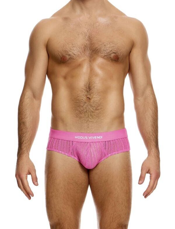 MODUS VIVENDI Stretch Briefs Striped Crochet Classic Knitted Brief Pink 074142