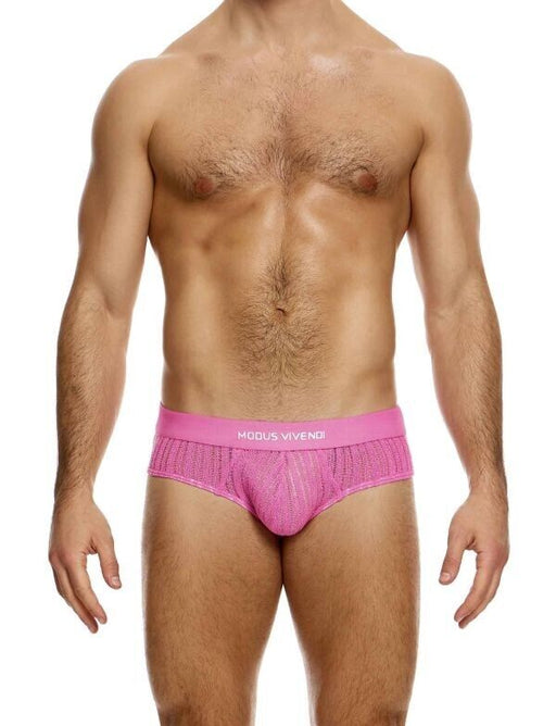 MODUS VIVENDI Stretch Briefs Striped Crochet Classic Knitted Brief Pink 074142