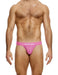 MODUS VIVENDI Stretch Jock Striped Crochet Knitted Jockstrap in Pink 074122