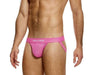 MODUS VIVENDI Stretch Jock Striped Crochet Knitted Jockstrap in Pink 074121